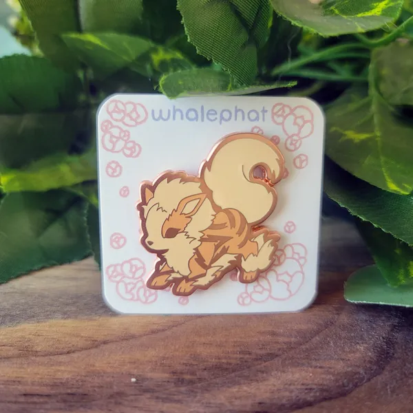 Matte Rose Gold Arcanine Hard Enamel Pin