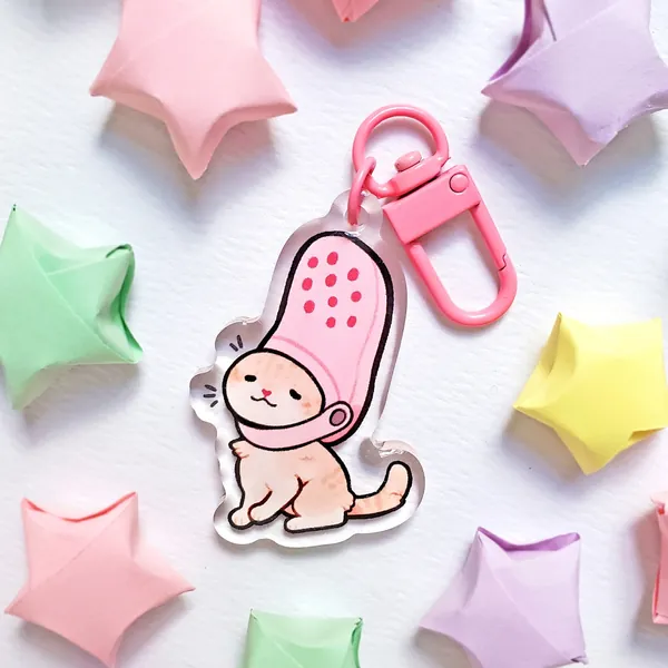 Croc King Cat Acrylic Keychain / 2in Double-Sided Charm / Kawaii Cute Cat Lover Gift / Cute Animal Keychain