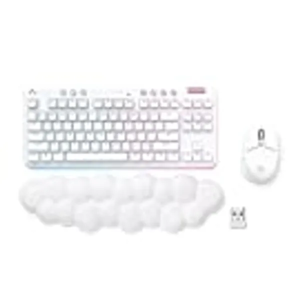 Logitech G Wireless Gaming Combo, G715 Keyboard and G705 Mouse, Customizable LIGHTSYNC RGB Lighting, Lightspeed Wireless, Bluetooth, PC/Mac/Laptop - White Mist