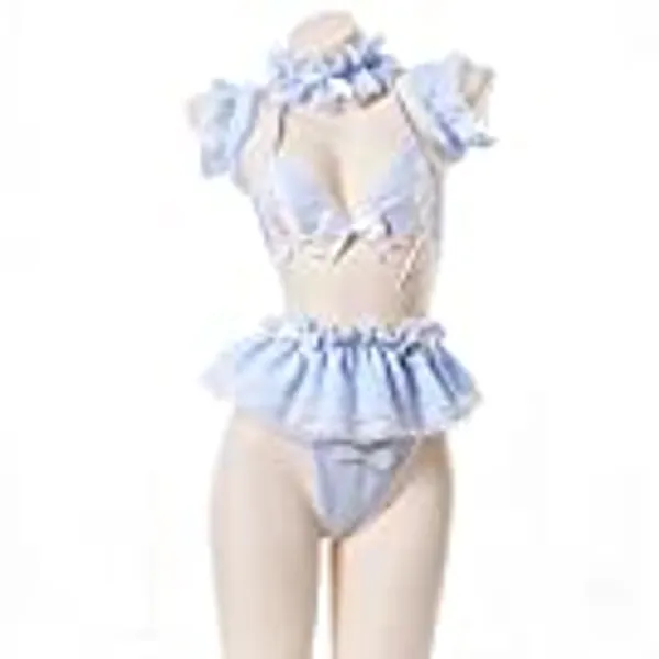 Jilneed Lolita Cute Maid Lingerie Set for Women for Sex Anime Cosplay Costume Lace Bikini Outfit