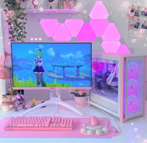 Pink + White Gaming PC