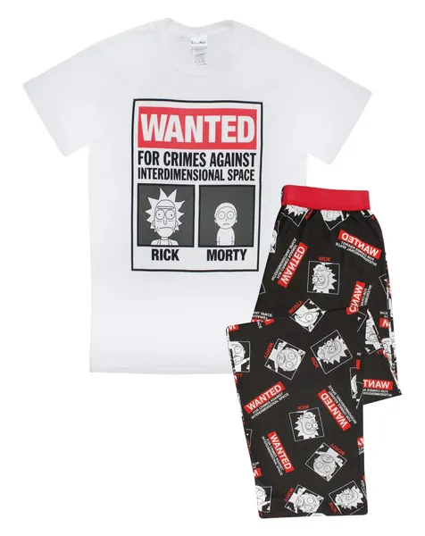 Rick And Morty Wanted Men's Pyjamas Poster T-Shirt and Lounge Pant's - Medium