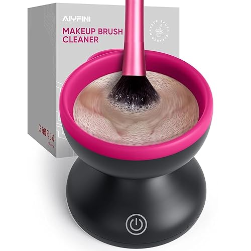 Electric Makeup Brush Cleaner Machine - Alyfini Portable Automatic USB Cosmetic Brushes Cleaner Cleanser Tool for All Size Beauty Makeup Brush Set, Liquid Foundation, Contour, Eyeshadow, Blush Brush - BlackPink