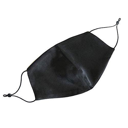 ROSEWARD 100% Mulberry Silk Black Face Mask Reusable Washable Adjustable with Filter Pocket - Black