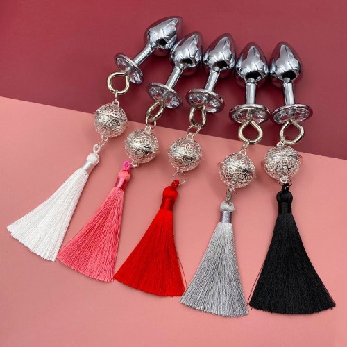 Soul Snatch | Toys: "Just chiming in" bell and tassel butt plug - Black tassel anal plug [rose gold palace bell]