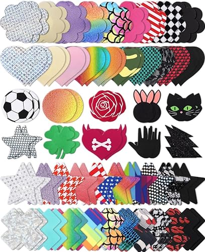 Tripetals Nipple Pasties for Women Rave Pack 25-50 Pairs Glitters Nipple Covers Sticky Breast Petals - Multicolor_50 Pairs - 50