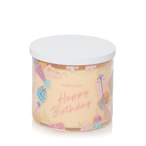 Yankee Candle Happy Birthday Vanilla Cupcake Scented, 3-Wick Candle, 14.5oz, Gift for Her/Him/Mom/Friend/Coworker/Sister - Happy Birthday