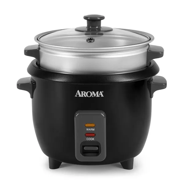 Aroma Housewares ARC-363-1NGB 3 Uncooked/6 Cups Cooked Rice Cooker, Steamer, Multicooker, 2-6 cups, Black - Black Steamer
