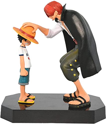 Asoucou Anime Luffy Figure, Shanks Touching Luffy Figure Anime Action Figure Collection Statue Doll Toy Gift - Monkey D. Luffy