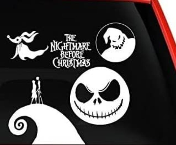Nightmare Before Christmas Inspired Jack skellington Compatible Sally Car Truck Laptop Window Vinyl Decal Sticker White 8 Inches - White 8"