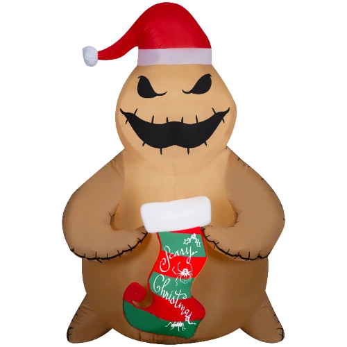 Airblown Inflatables 5 Foot Christmas Brown Burlap Oogie Boogie Holding Stocking Disney