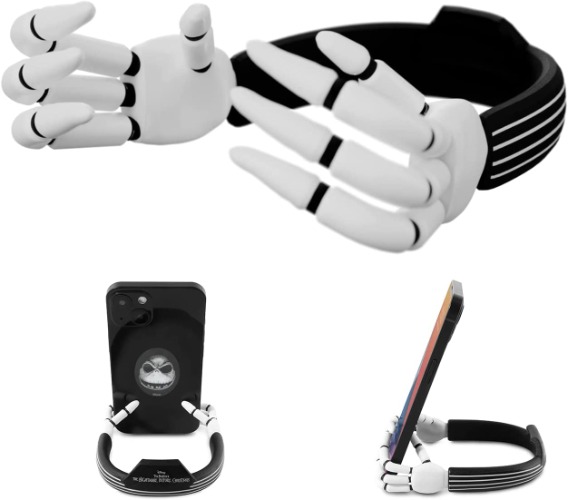 Jack Skellington Hands Phone Stand for Desk- Tim Burton’s The Nightmare Before Christmas Jack and Sally Phone Holder Stand for Office – Disney Gifts and Stocking Stuffer for Disney Adults and Kids - Jack Skellington Smile