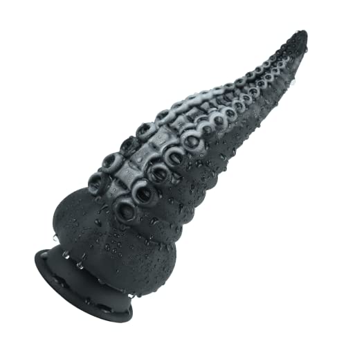 7.2" Fantasy Tentacle Dildo Ribbed Dildo Grinder Sex Toy for Beginners, Tentacle Toy Anal Training Dildo Silicone Dragon Dildo Alien Dildo for Women & Men, Large Anal Sex Toy Plug for G spot & Anal - M - Black