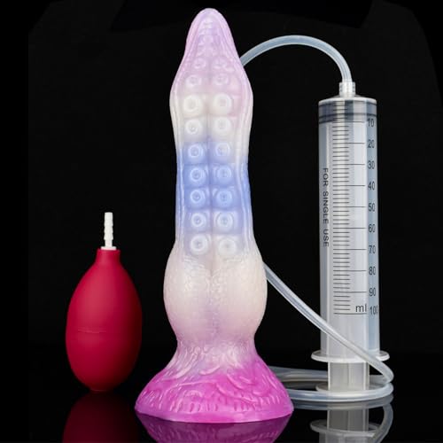 Tentacle Squirting Dildo with Suction Cup Soft Realistic Octopus Silicone Anal Plug Ejaculating Dildo Waterproof Personal Hands Free Adult Sex Toy Suitable for Man Women Couples