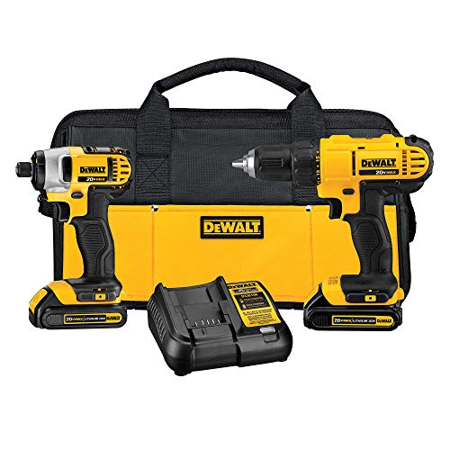 DEWALT 20V MAX Cordless Drill and Impact Driver, Power Tool Combo Kit with 2 Batteries and Charger, Yellow/Black (DCK240C2) - Impact Driver/Drill Combo Only