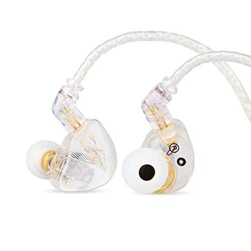 Linsoul TANGZU Wan’er S.G HiFi 10mm Dynamic Driver PET Diaphragm in-Ear Earphone with Ergonomic Shape, Detachable 2Pin OFC Braided Cable for Audiophile Musician DJ Stage (White, without Mic) - Without Mic - White