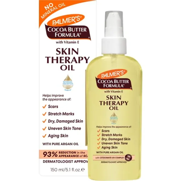Palmer's Cocoa Butter Formula Skin Therapy Moisturizing Body Oil with Vitamin E & Pure Argan Oil, Deep Body Moisturizer for Dry, Damaged Skin, Scars or Stretch Marks, 5.1 Fl Oz (Pack of 3), YELLOW - 5.1 Fl Oz (Pack of 3) - Original - Oil