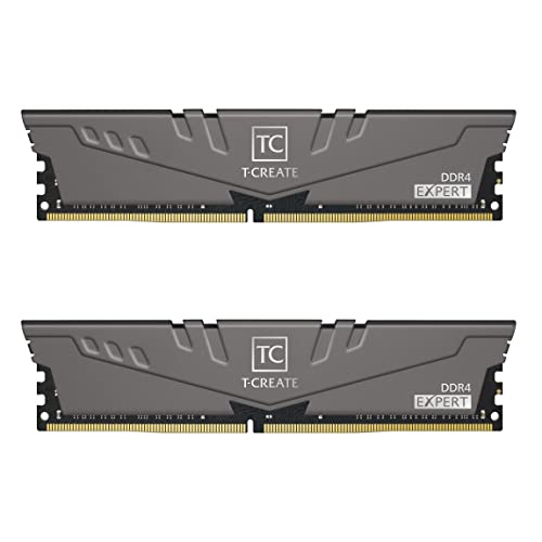 TEAMGROUP T-Create Expert overclocking 10L DDR4 64GB Kit (2 x 32GB) 3600MHz (PC4 28800) CL18 Desktop Memory Module Ram - TTCED464G3600HC18JDC01 - 64GB (32GBx2) - 3600MHz C18 - Titanium Gray-Expert-3600