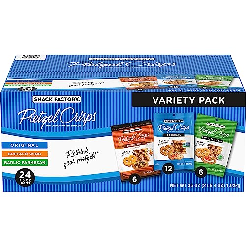 Snack Factory Pretzel Crisps Variety Pack, Individual 1.5 Ounce (Pack of 24) - Variety Pack Single Serve