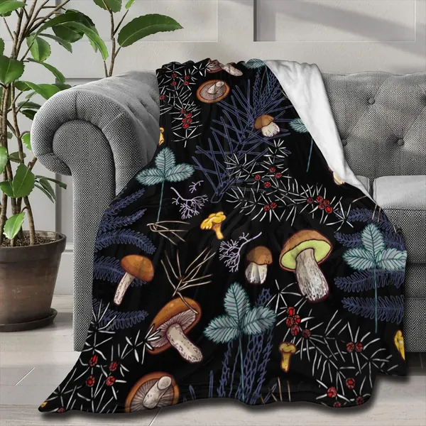 ARTIEMASTER Dark Wild Forest Mushrooms Customized Blanket Soft and Lightweight Flannel Throw Suitable for Use in Bed, Living Room and Travel 50"x40" for Kid - Dark Wild Forest Mushrooms Customized 50"x40" for Kid