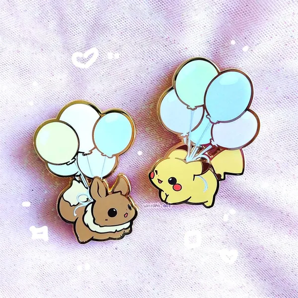 Pika & Eevee Balloon Enamel Pin