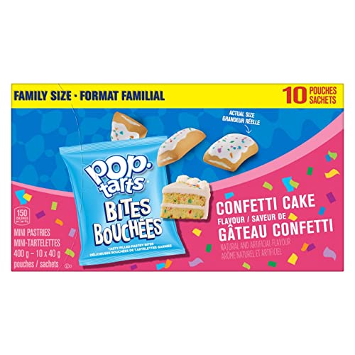 Kellogg's Pop-Tarts Bites Mini Pastries Confetti Cake Flavour, Family Size 400g (10 Pouches)