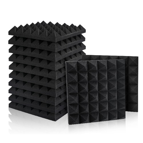 12 Pack Set Akoestische Schuim Panelen, Studio Wedge Tegels, Akoestische Schuim Geluidsabsorptie Piramide Studio Behandeling Wandpanelen 2" X 12" X 12" - 2" X 12" X 12" - Zwarte piramides