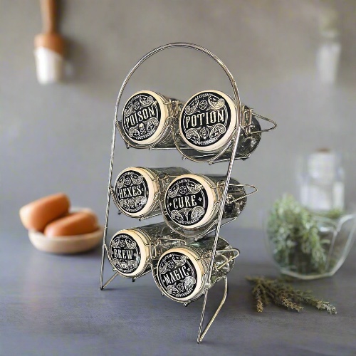 Kitchen Witch Apothecary Jar Spice Rack by Alchemy Gothic