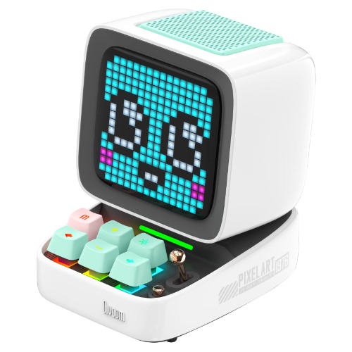 Divoom Ditoo Pixel Art Gaming Portable Bluetooth Speaker with App Controlled 16X16 LED Front Panel, Also a Smart Alarm Clock (White)