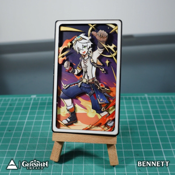 BENNETT Genshin Impact – 3D Card Custom | 3D Genshin Shadowbox - 100% Handmade Art | Personalized Card for Genshin Impact Gift/Fan