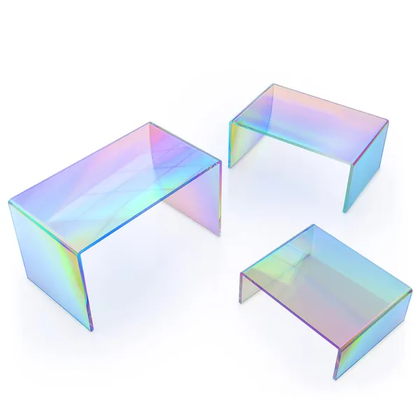 X-FLOAT Rainbow Iridescent Acrylic Display Risers (Set of 6) - 
