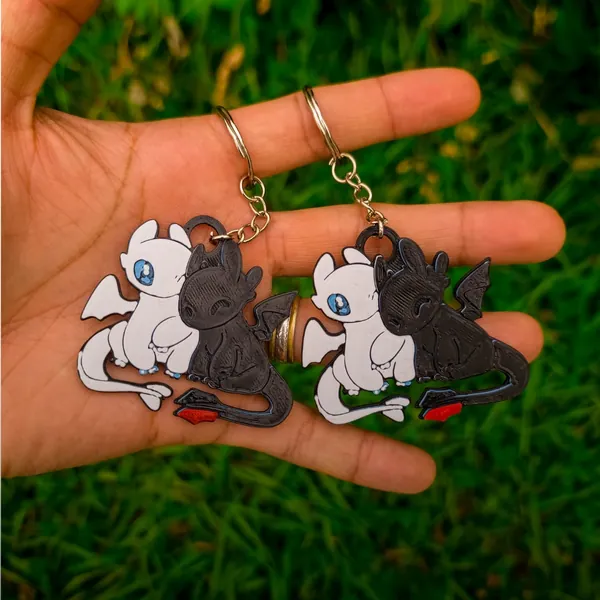 Toothless and Light Fury Keychain 3D Stl Files, 3D Keychain Print Files