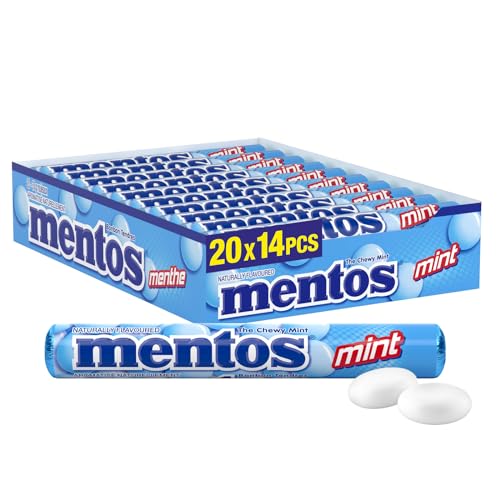 Mentos - Chewy Mint Rolls - Pack of 20 - Refreshing Chewy Candy for On-the-Go Freshness - Mint - 37 g (Pack of 20)