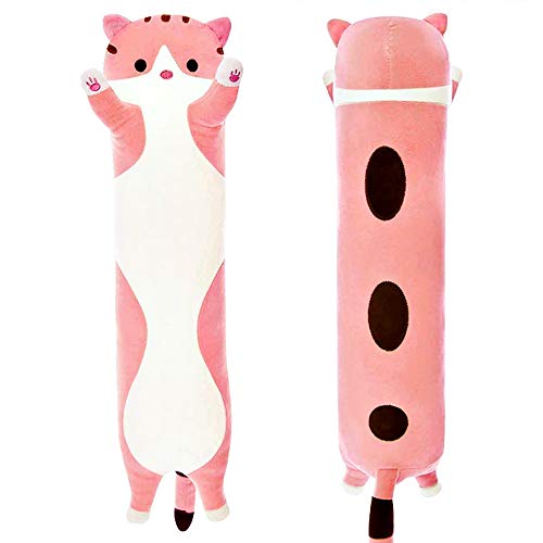 shangman Lovely Plush Cat Cute Cartoon Soft Stuffed Kitten Long Throw Sleeping Pillow Doll Toy Gift for Kids Girlfriend Multiple Size (Pink,70cm/27.5in) - 70cm/27.5in,pink - 70cm/27.5in