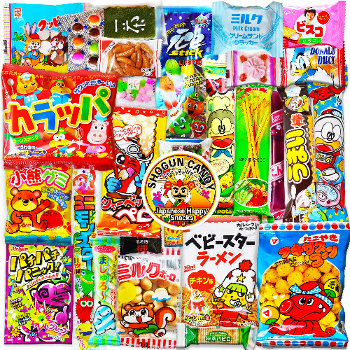 Japanese snacks assortment 30pcs , full of dagashi. "SHOGUN"