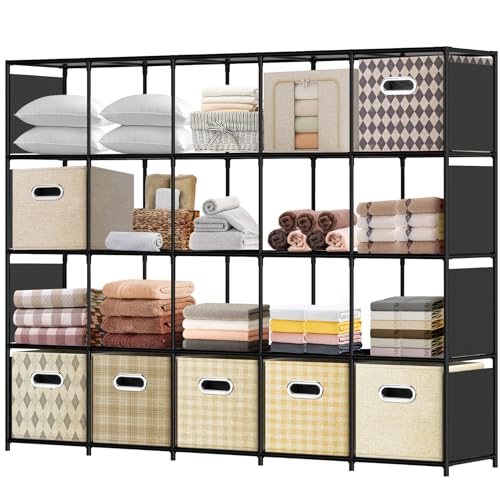 BALEINE Cube Storage Shelf, Metal Storage Cubes Organizer Shelves, DIY Bookshelf Cubby Closet Storage Organizer Shelf (20 Grids) - 20 Grids
