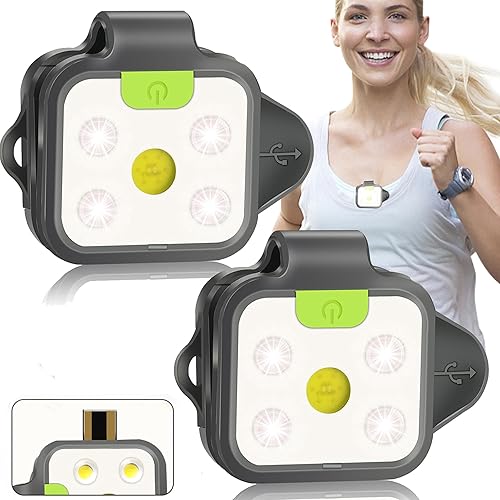innofox Running Light, 2Pack Reflective Safety-Light for Runners, Rechargeable LED Light, Clip On Running Lights with Runners and Joggers for Camping, Hiking, Running, Outdoor Adventure (Black) - Black