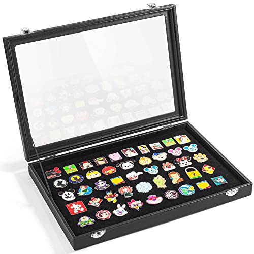 Enamel Pin Display Case, Pin Collection Holder, 14" X 9" Shadow Box Frame for Disney Pins, Black