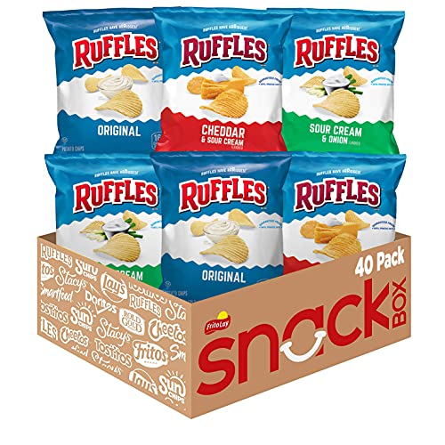 Ruffles Potato Chips Variety Pack, 40 Count (Pack of 1) - 40ct Variety Pack
