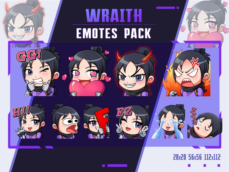 Wraith Apex Legends Emotes, Twitch Emote Pack, Streamer Emotes, Youtube Discord Emote Pack, Emotes For Streamer, Wraith Emotes For Gamer