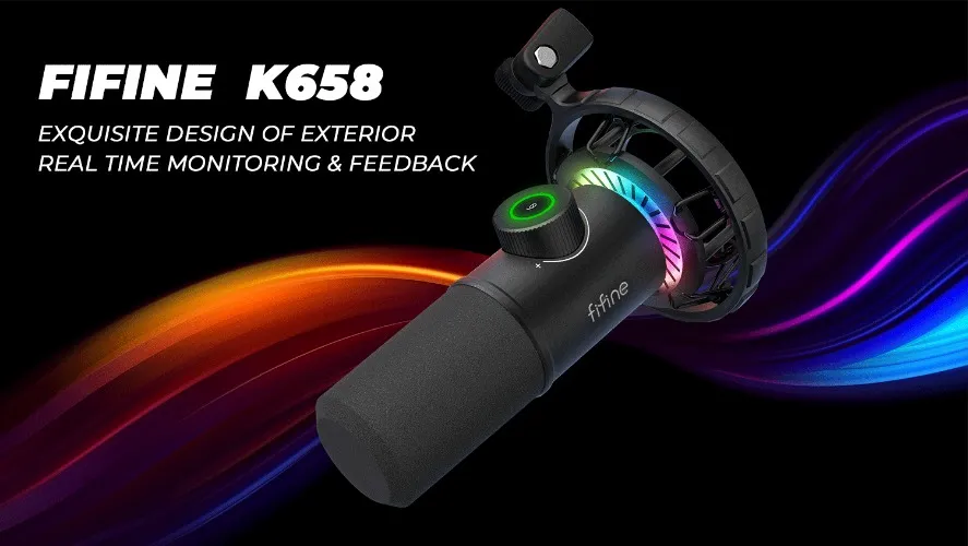 FIFINE K688 USB/XLR Dynamic Mic with Shock Mount, Touch-Mute
