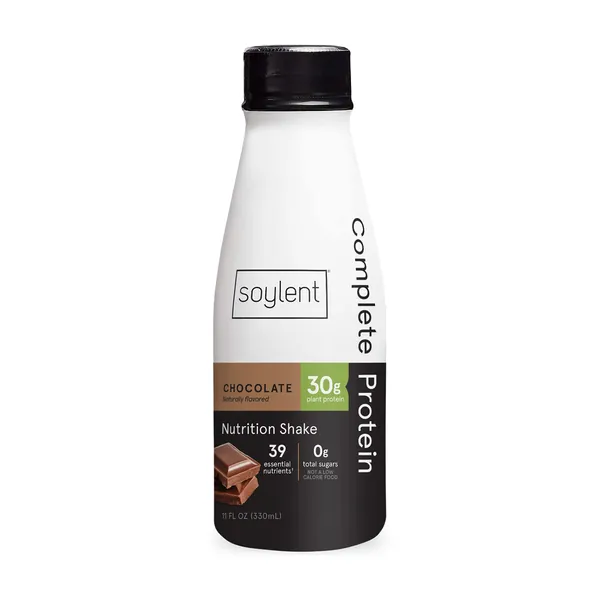 Soylent Complete Protein Gluten-Free Vegan Protein Meal Replacement Shake, Chocolate, 11 Oz (Pack of 12) - Complete Protein