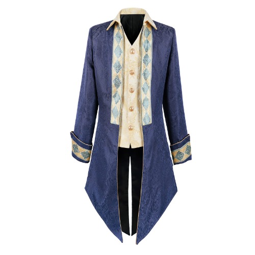 Bwzlpqj Men's Medieval Steampunk Tailcoat Victorian Pirate Jacket Frock Coat - Yt2305bu Large