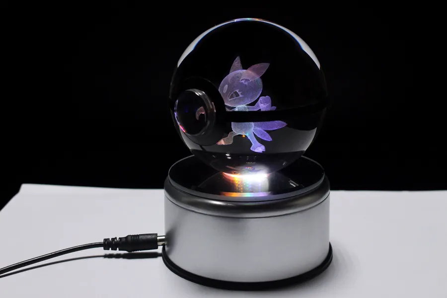 Sneasel Large Crystal Pokeball Laser Engraving