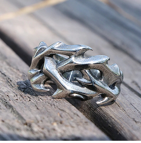 Unisex Hollow Ring Special Design Crown of Thorns Rings For Men For Women Stainless Steel Biker Ring Punk Ring Goth Ring Hipster Ring
