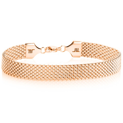 London Fog 8 Inch Tailored Sterling Silver Plated Mesh Link Bracelet For Men and Women - Rose Gold 8 Inch Mesh