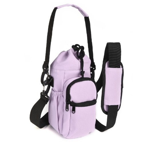 Valleycomfy Water Bottle Holder with Adjustable Shoulder Strap 32oz 40oz Insulated Sling Bag Water Bottle Bag with Phone Pocket Water Bottle Carrier Pouch Sleeve for Camping Hiking Travel Purple - Purple