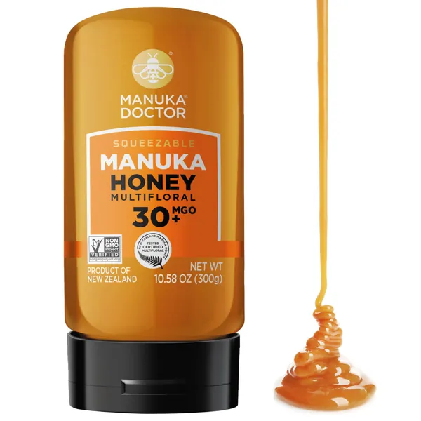 MANUKA DOCTOR - MGO 30+ SQUEEZY Manuka Honey Multifloral, 100% Pure New Zealand Honey. Certified. Guaranteed. RAW. Non-GMO (300g)