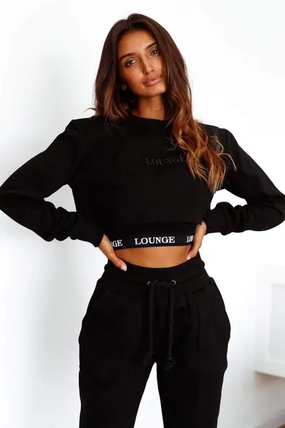Two Piece Bralette & Cropped Jumper - XS Black
