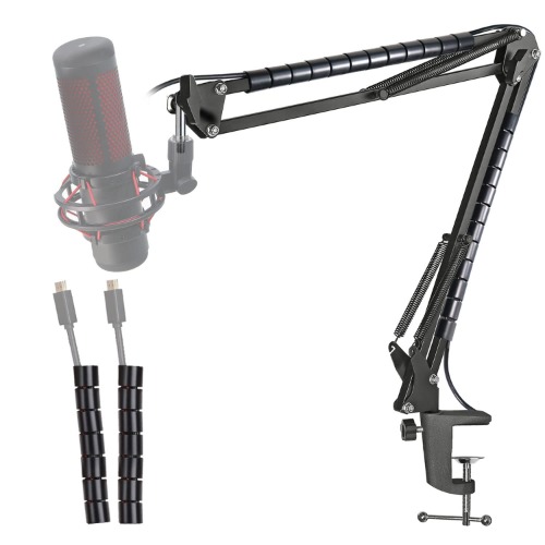 YOUSHARES Quadcast S Mic Stand - Professional Adjustable Scissor Microphone Boom Arm Compatible with Hyperx Quadcast Boom Arm Microphone / Mic boom arm with RGB light